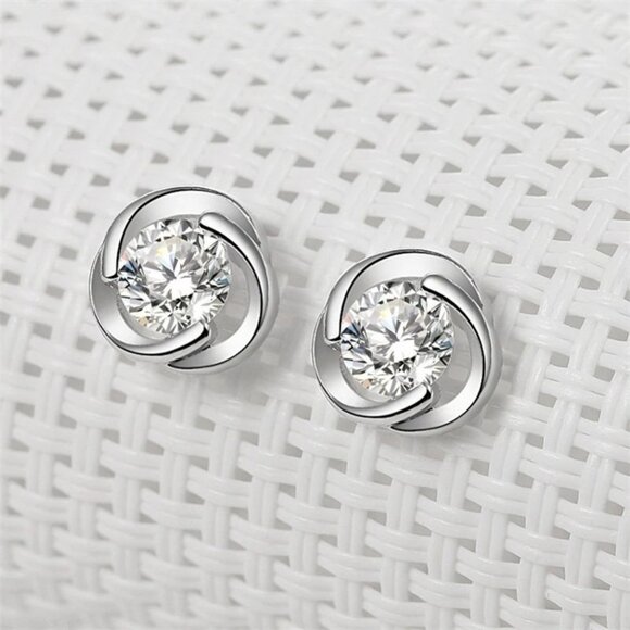 Andera Love Cubic Zirconia 925 Sterling Silver Love Knot Earrings Gift Packaged - Picture 3 of 9